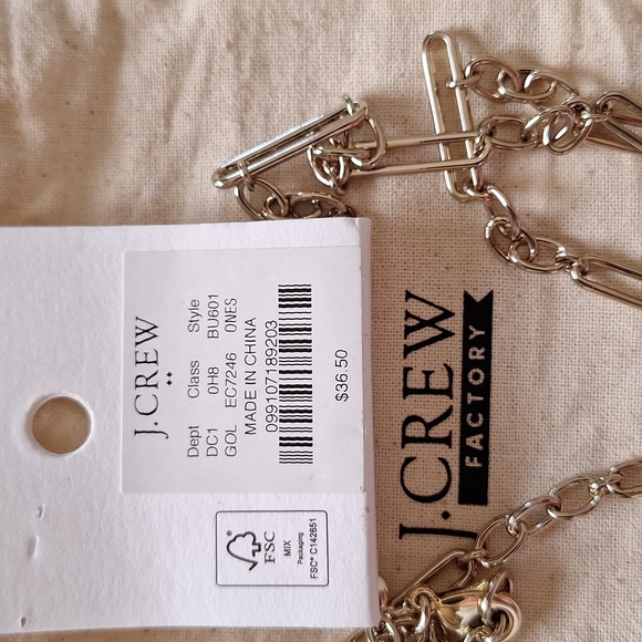 NWT J Crew Silver Paperclip Necklace with Bag $37 - Picture 3 of 3
